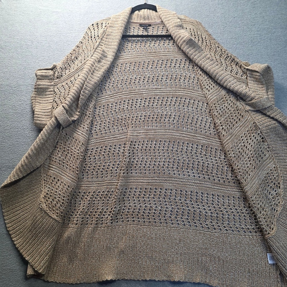 Apt 9 Open Knit Cardigan Sweater Womens Size 3X Beige Short Sleeve Plus Size - Picture 3 of 8